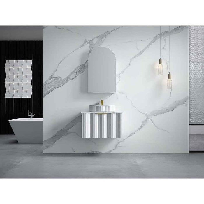 600-1500*455*830mm Infinity Thena White High-Moisture Resistant Plywood Fluted Wall Hung Bathroom Vanity