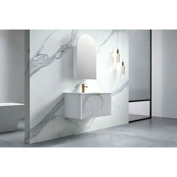 600-1500*455*830mm Infinity Thena White High-Moisture Resistant Plywood Fluted Wall Hung Bathroom Vanity