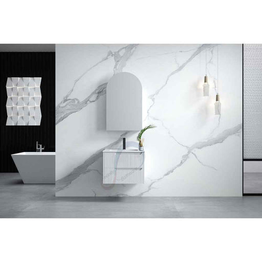 600-1500*455*830mm Infinity Sersi White High-Moisture Resistant Plywood Fluted Wall Hung Bathroom Vanity