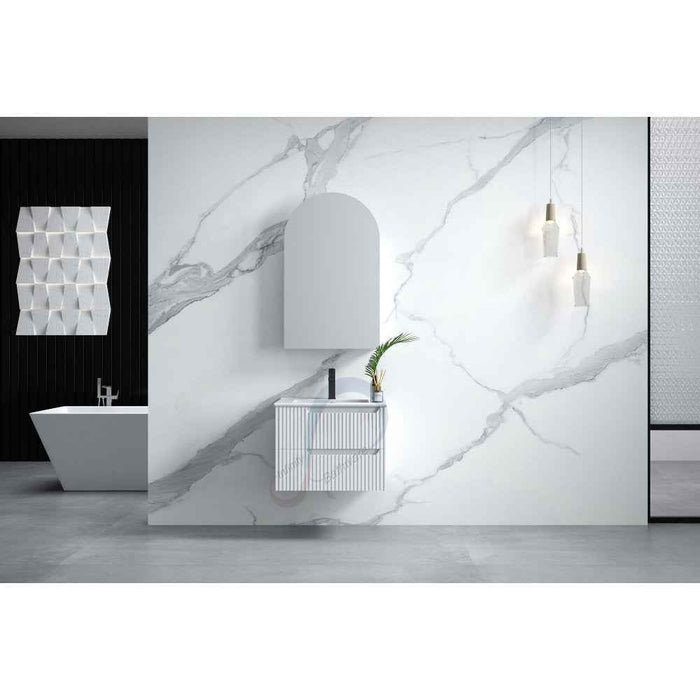600-1500*455*830mm Infinity Sersi White High-Moisture Resistant Plywood Fluted Wall Hung Bathroom Vanity