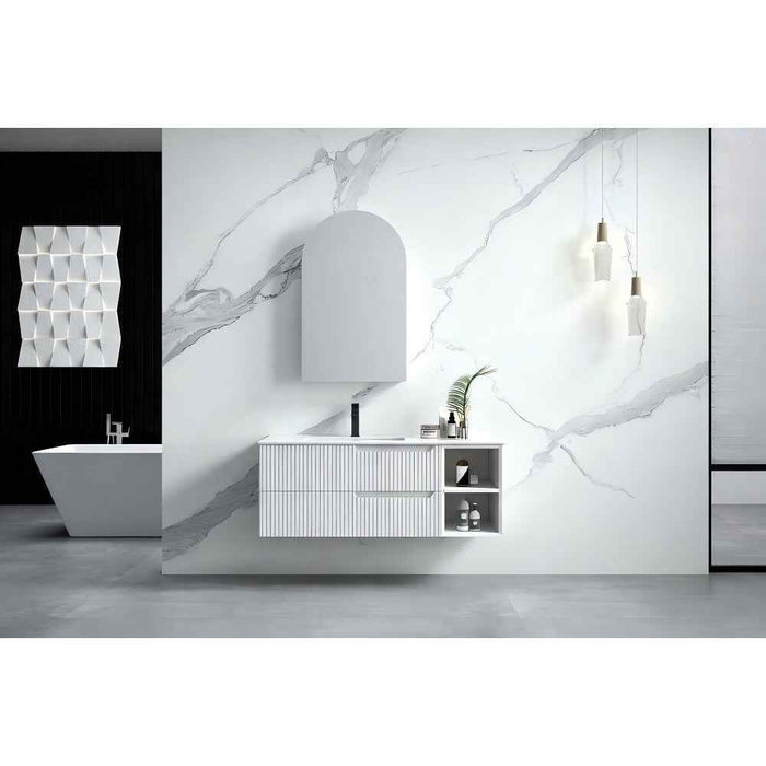 600-1500*455*830mm Infinity Sersi White High-Moisture Resistant Plywood Fluted Wall Hung Bathroom Vanity