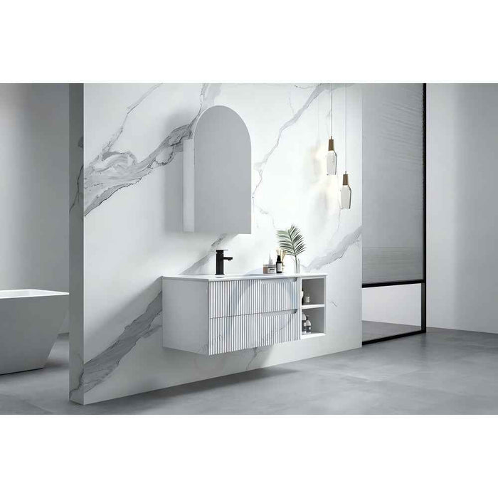 600-1500*455*830mm Infinity Sersi White High-Moisture Resistant Plywood Fluted Wall Hung Bathroom Vanity