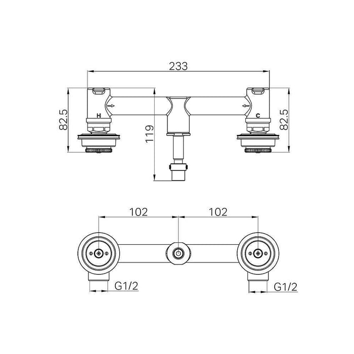 Nero Serenity Lead-Free DZR Brass Wall Basin Set Body Only