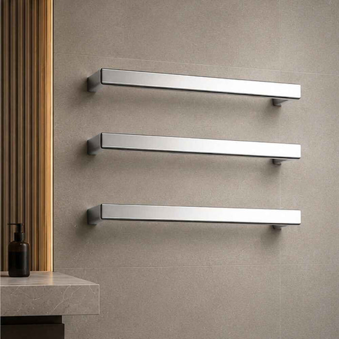600mm Roma Square Horizontal Single/Triple Bar Heated Towel Rail