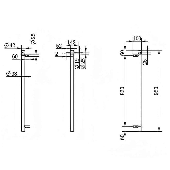 950mm Aquaperla Round Vertical Single Electric Heated Towel Rail