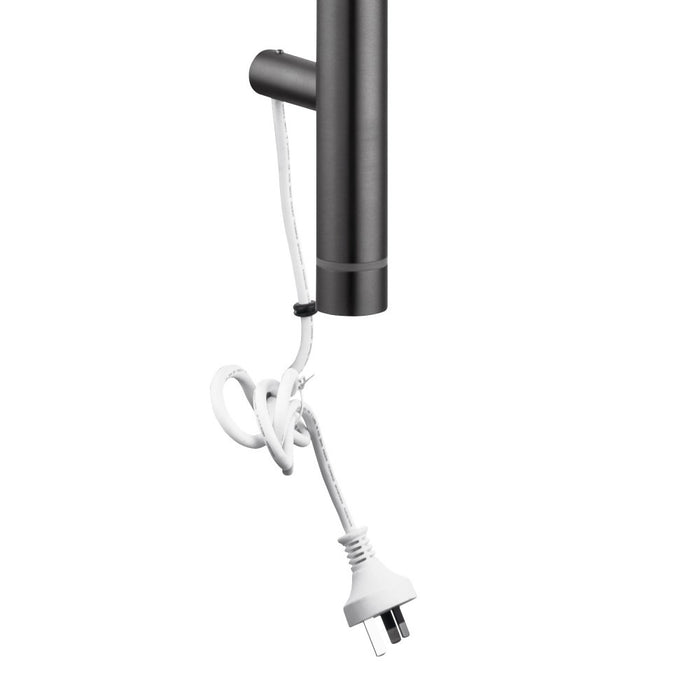 950mm Aquaperla Round Vertical Single Electric Heated Towel Rail With Timer