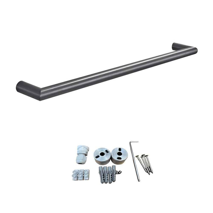 780mm Aquaperla Round Horizontal Single/Triple Bar Electric Heated Towel Rail