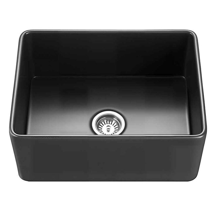 600*451*253mm Poseidon Chelsea Fireclay Matt Black/Gloss White Single Bowl Farmhouse Sink