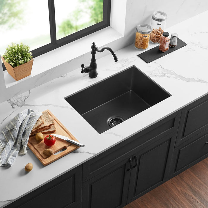 677*470*282mm Poseidon Camden Fireclay Matt Black/Gloss White Square Single Bowl Top/Undermount Farmhouse Sink