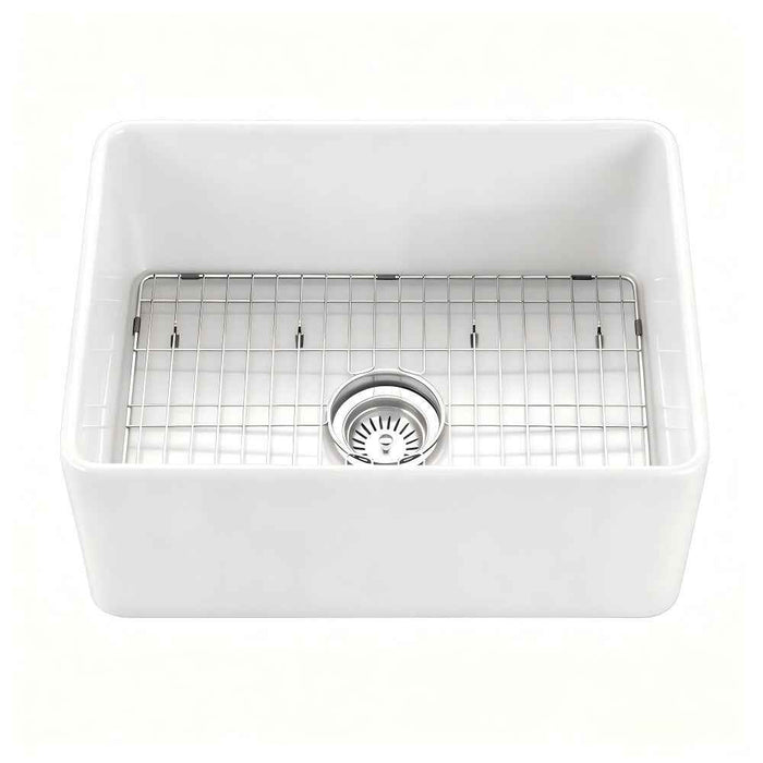 600*451*253mm Poseidon Chelsea Fireclay Matt Black/Gloss White Single Bowl Farmhouse Sink
