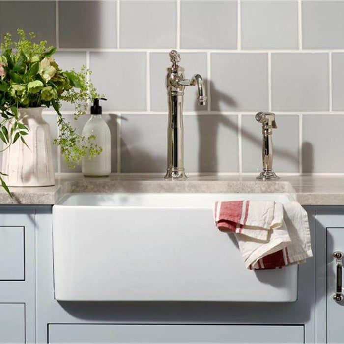 600*451*253mm Poseidon Chelsea Fireclay Matt Black/Gloss White Single Bowl Farmhouse Sink