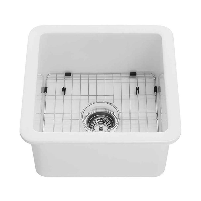 457*457*228mm Poseidon Camden Fireclay Matt Black/Gloss White Square Single Bowl Top/Undermount Farmhouse Sink
