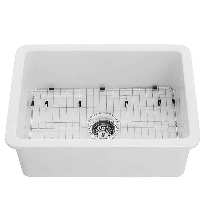 677*470*282mm Poseidon Camden Fireclay Matt Black/Gloss White Square Single Bowl Top/Undermount Farmhouse Sink