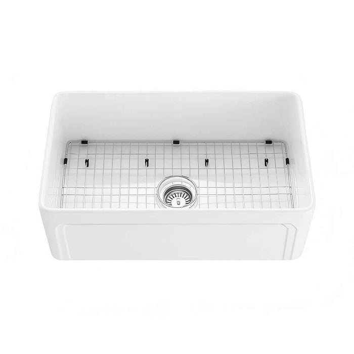758*453*254mm Poseidon Kensington Fireclay Matt Black/Gloss White Single Bowl Farmhouse Sink