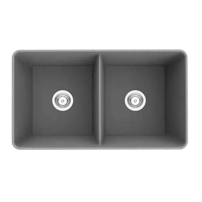 838*482*262mm Poseidon Quartz Square Double Bowl Undermount Farmhouse Butler Sink