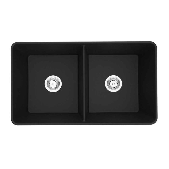 838*482*262mm Poseidon Quartz Square Double Bowl Undermount Farmhouse Butler Sink