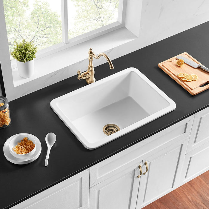 677*470*282mm Poseidon Camden Fireclay Matt Black/Gloss White Square Single Bowl Top/Undermount Farmhouse Sink