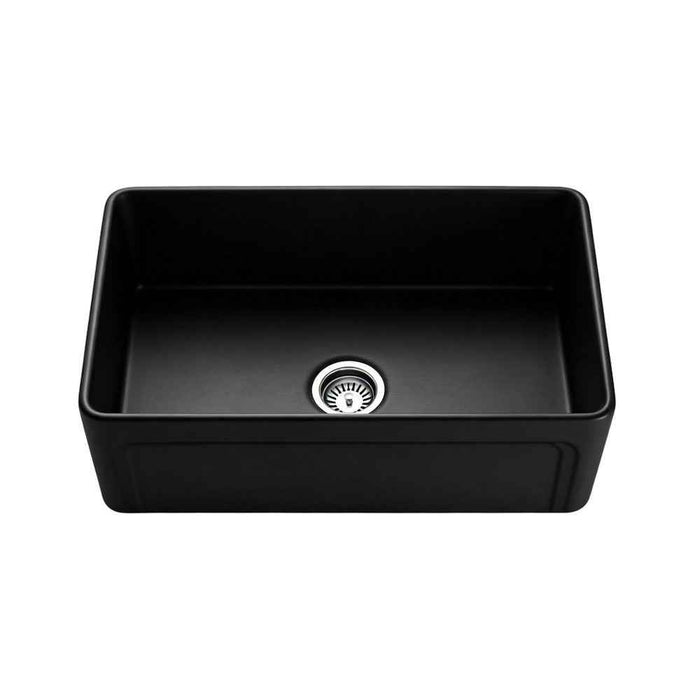 758*453*254mm Poseidon Kensington Fireclay Matt Black/Gloss White Single Bowl Farmhouse Sink