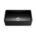 838*456*252mm Poseidon Greenwich Fireclay Matt Black/Gloss White Reversible Fluted & Flat Single Bowl Farmhouse Sink