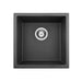 381*457*220mm Poseidon Quartz Matt Black Square Single Bowl Top/Undermount Kitchen Sink
