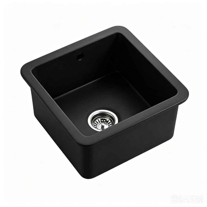 457*457*228mm Poseidon Camden Fireclay Matt Black/Gloss White Square Single Bowl Top/Undermount Farmhouse Sink