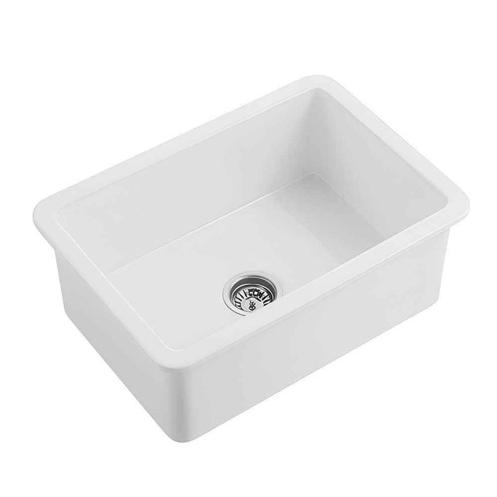 677*470*282mm Poseidon Camden Fireclay Matt Black/Gloss White Square Single Bowl Top/Undermount Farmhouse Sink