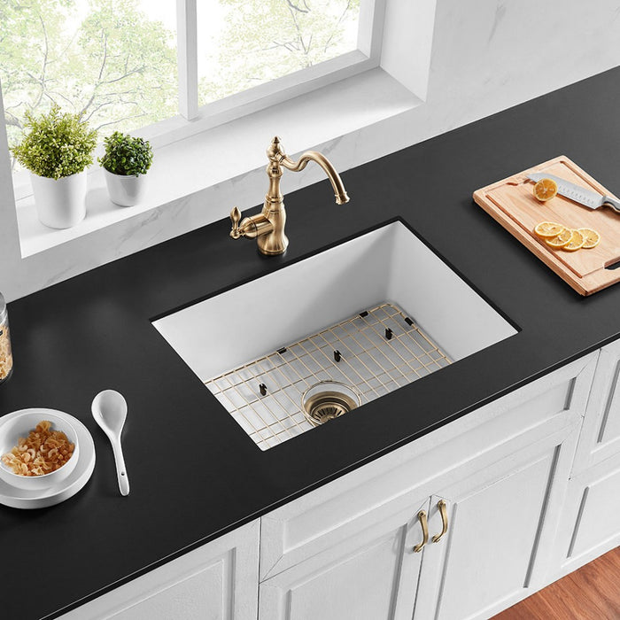810*480*255mm Poseidon Camden Fireclay Matt Black/Gloss White Square Single Bowl Top/Undermount Farmhouse Sink