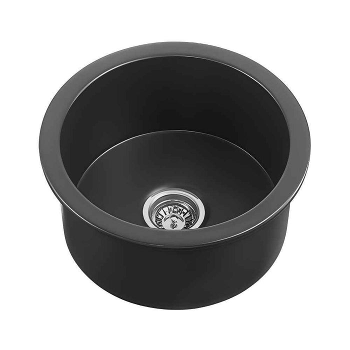 470*228mm Poseidon Camden Fireclay Matt Black/Gloss White Round Single Bowl Top/Undermount Farmhouse Sink