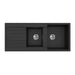 1160*500*216mm Poseidon Quartz Matt Black Square Double Bowl Top/Undermount Kitchen Sink With Drainer