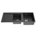 1160*500*216mm Poseidon Quartz Matt Black Square Double Bowl Top/Undermount Kitchen Sink With Drainer