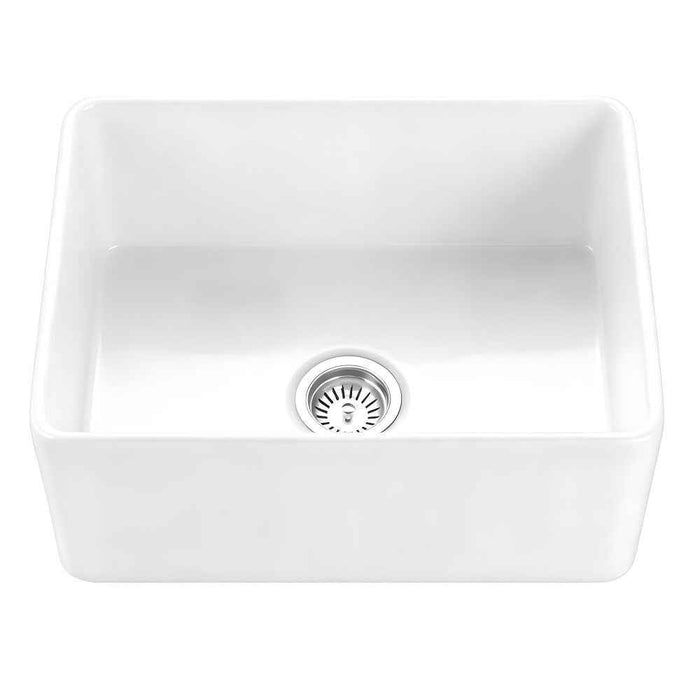 600*451*253mm Poseidon Chelsea Fireclay Matt Black/Gloss White Single Bowl Farmhouse Sink