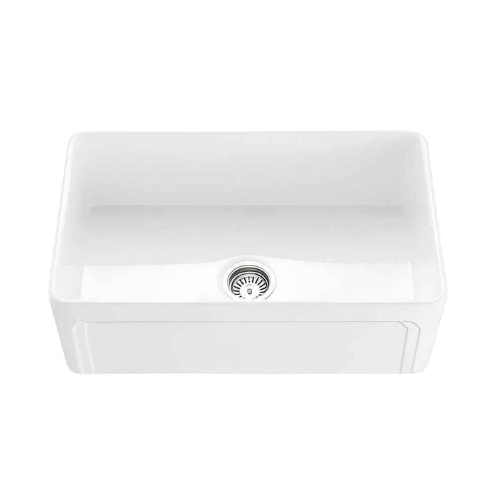 758*453*254mm Poseidon Kensington Fireclay Matt Black/Gloss White Single Bowl Farmhouse Sink