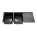 1160*500*225mm Poseidon Quartz Matt Black Square Double Bowl Top/Undermount Kitchen Sink With Drainer