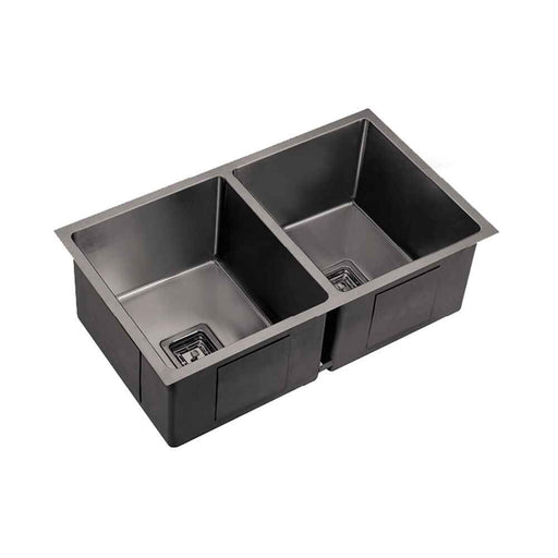 775*450*235mm Poseidon Gum Metal Stainless Steel Square Double Bowl Top/Undermount Kitchen Sink