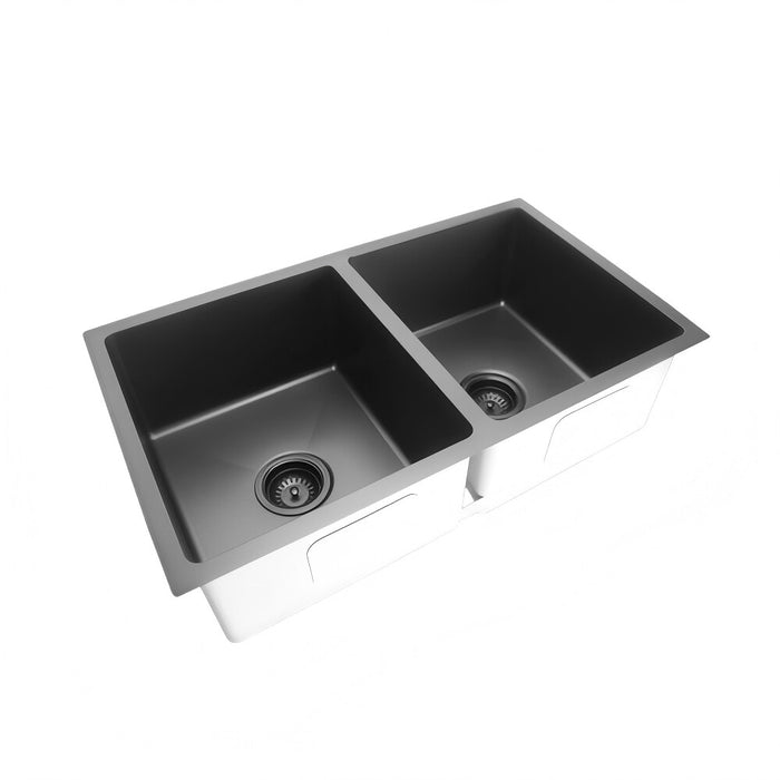 775*450*220mm Poseidon Crystal Sands PVD Nano Stainless Steel Square Double Bowl Kitchen Sink