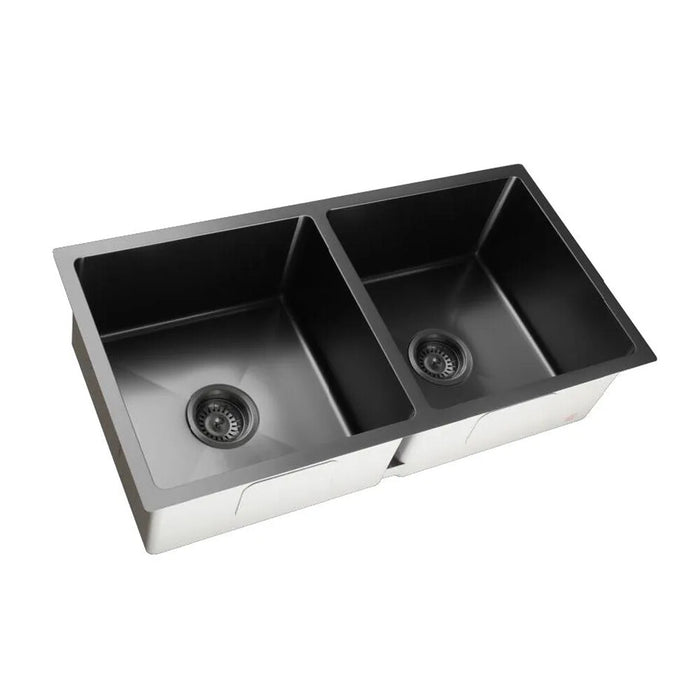 860*450*220mm Poseidon Crystal Sands PVD Nano Stainless Steel Square Double Bowl Kitchen Sink
