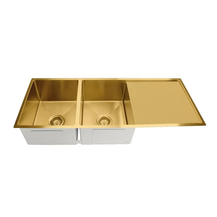 1160*450*220mm Poseidon Stainless Steel Square Double Bowl Kitchen Sink With Drainer