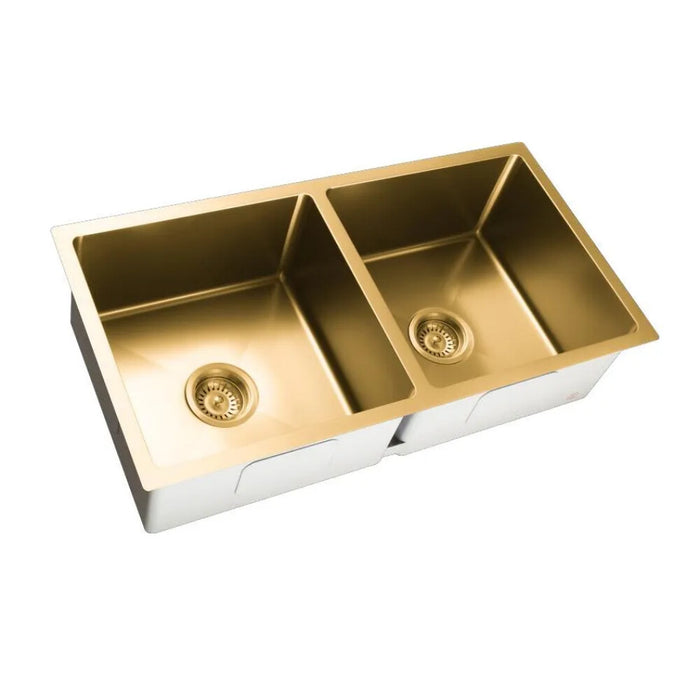 860*450*220mm Poseidon Crystal Sands PVD Nano Stainless Steel Square Double Bowl Kitchen Sink