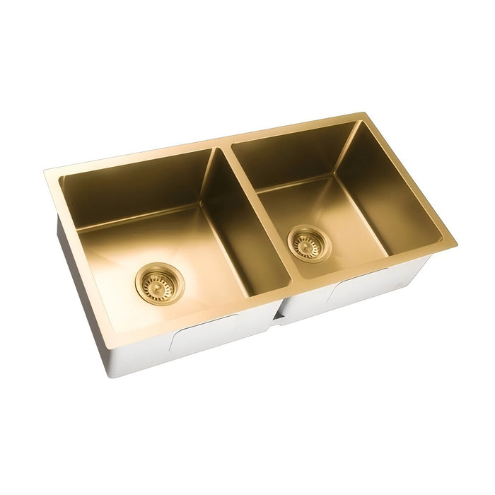 775*450*220mm Poseidon Crystal Sands PVD Nano Stainless Steel Square Double Bowl Kitchen Sink