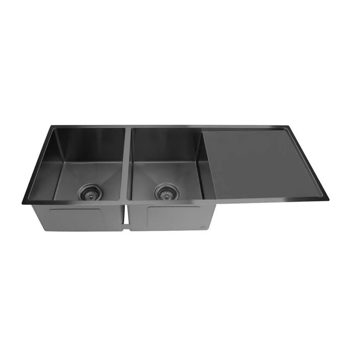 1160*450*220mm Poseidon Stainless Steel Square Double Bowl Kitchen Sink With Drainer