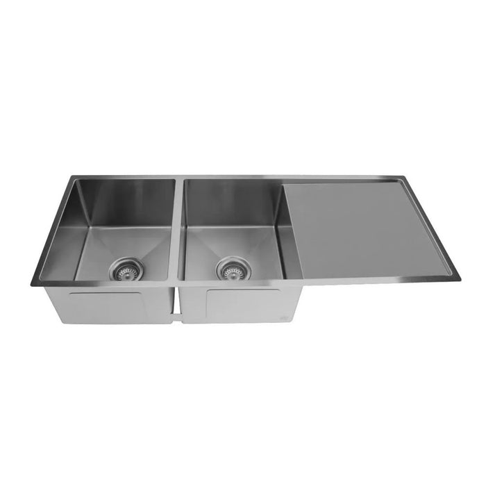 1160*450*220mm Poseidon Stainless Steel Square Double Bowl Kitchen Sink With Drainer