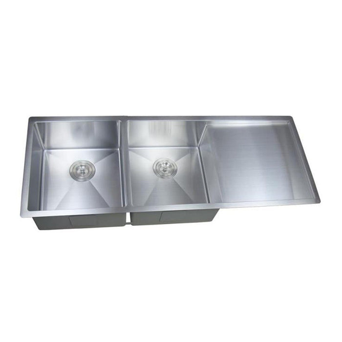 1160*450*220mm Poseidon Stainless Steel Square Double Bowl Kitchen Sink With Drainer