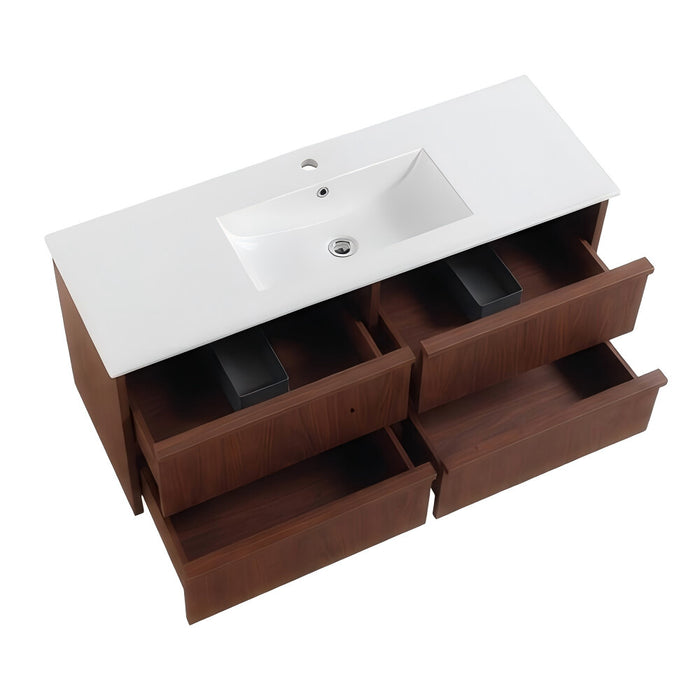 1200*455*520mm For Single Bowl Lukka Ridgewood Modern Mocha Oak Plywood Wall Hung Vanity