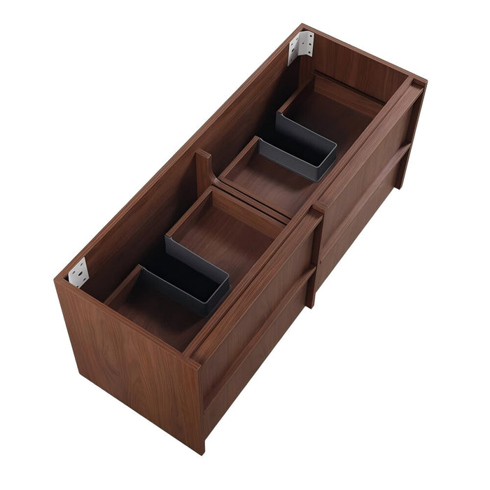 1200*455*520mm For Single Bowl Lukka Ridgewood Modern Mocha Oak Plywood Wall Hung Vanity