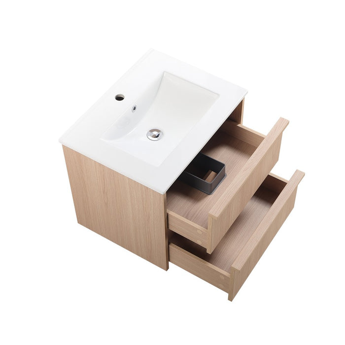 600*455*520mm Lukka Ridgewood Modern Sandy Oak Plywood Wall Hung Vanity