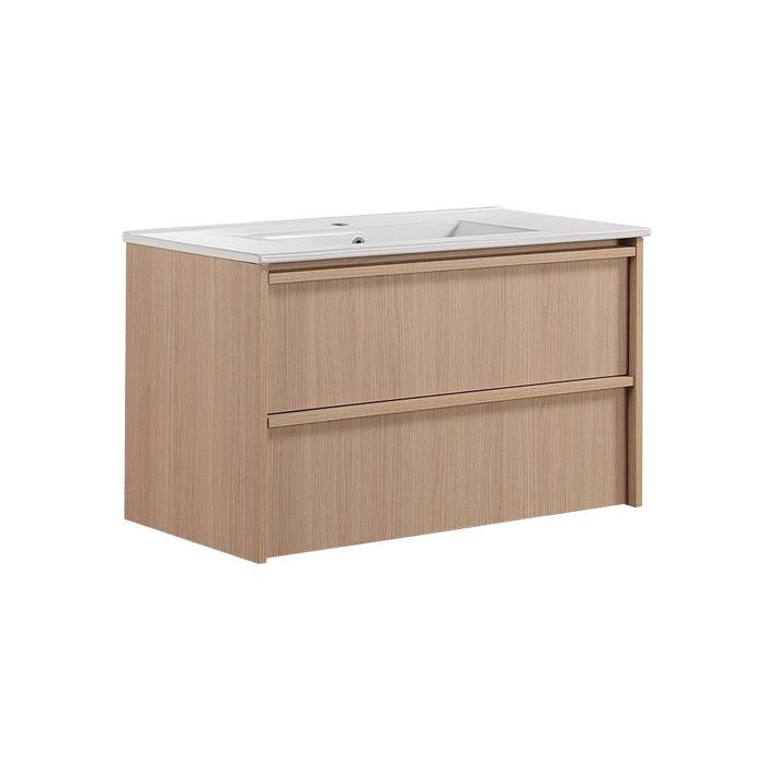900*455*520mm Lukka Ridgewood Modern Sandy Oak Plywood Wall Hung Vanity