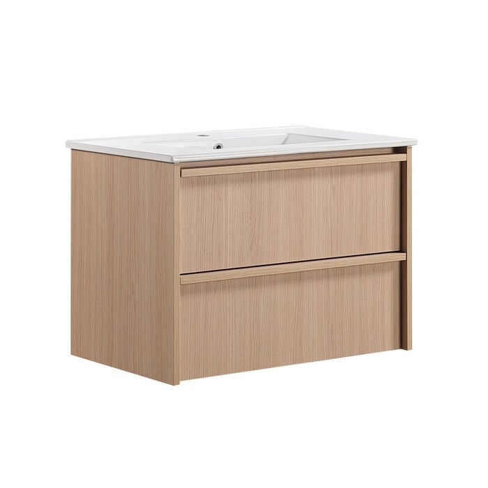 760*455*520mm Lukka Ridgewood Modern Sandy Oak Plywood Wall Hung Vanity