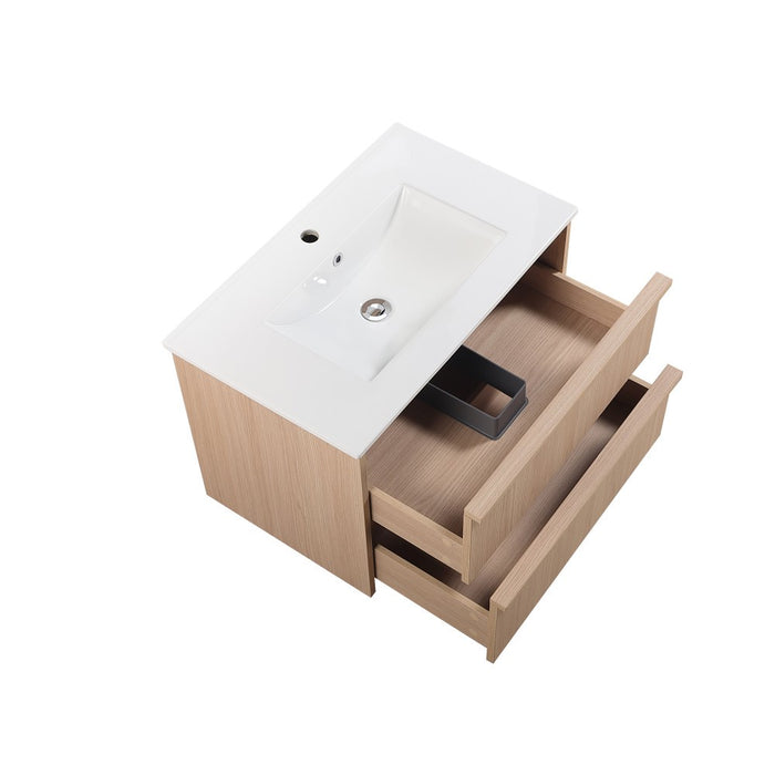 760*455*520mm Lukka Ridgewood Modern Sandy Oak Plywood Wall Hung Vanity