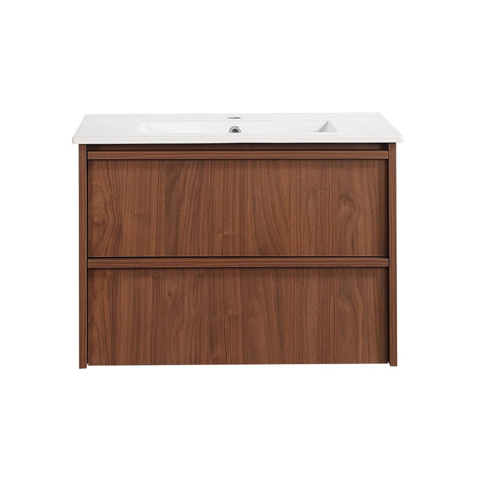 750*455*520mm Lukka Ridgewood Modern Mocha Oak Plywood Wall Hung Vanity