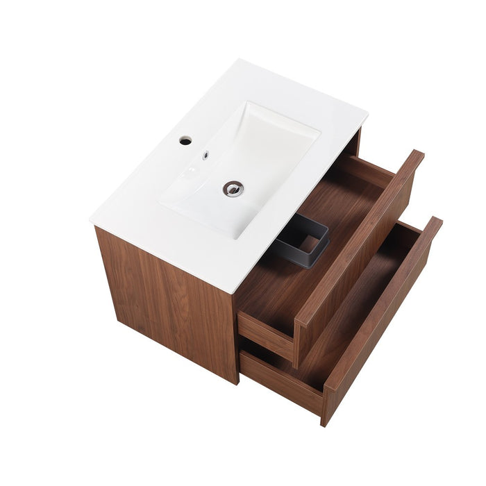 750*455*520mm Lukka Ridgewood Modern Mocha Oak Plywood Wall Hung Vanity